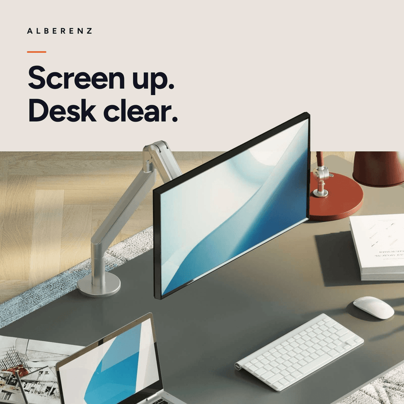 Alberenz® Single Monitor Arm Gas Spring Silver