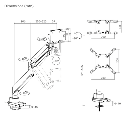 Alberenz® Heavy Duty Gas Spring Monitor Mount (up to 57 inches) - Alberenz - Monitor mount