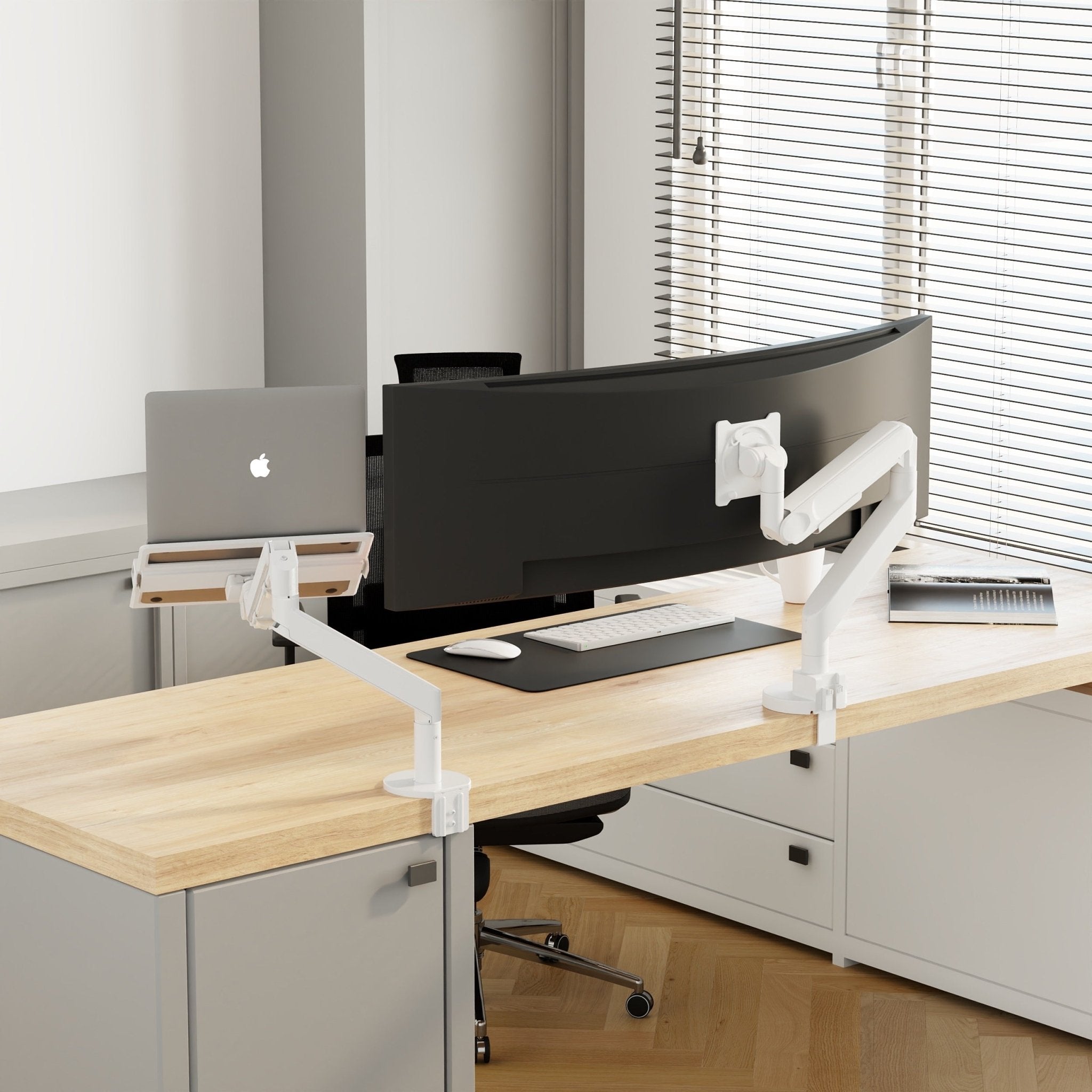 Alberenz® Heavy Duty Gas Spring Monitor Mount White (up to 57 inches) - Alberenz - Monitor mount