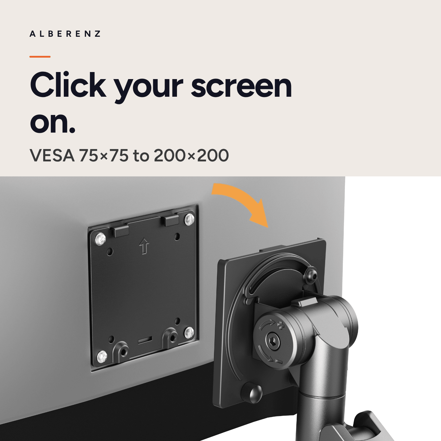 Alberenz heavy duty monitor arm with gas spring, matte black: quick-release VESA plate 75x75 to 200x200 mm