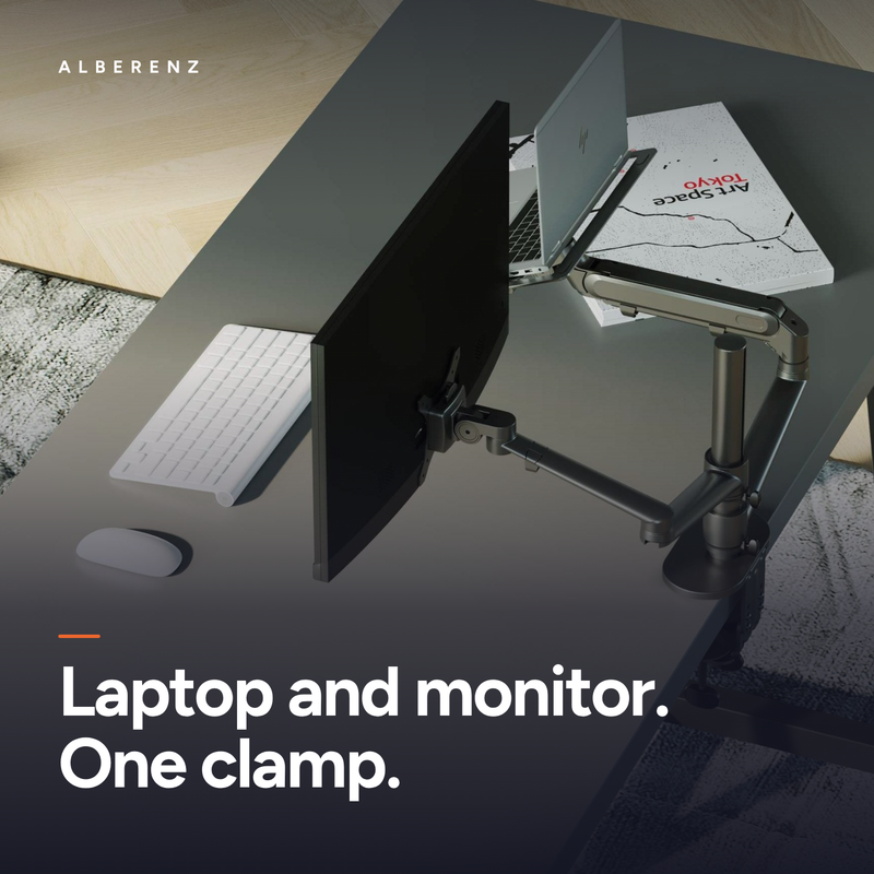 Alberenz® laptop monitor arm with gas spring black