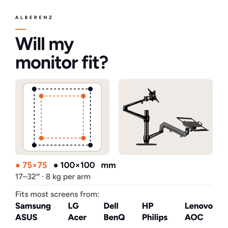 Alberenz® Laptop Monitorarm mit Gasfeder schwarz