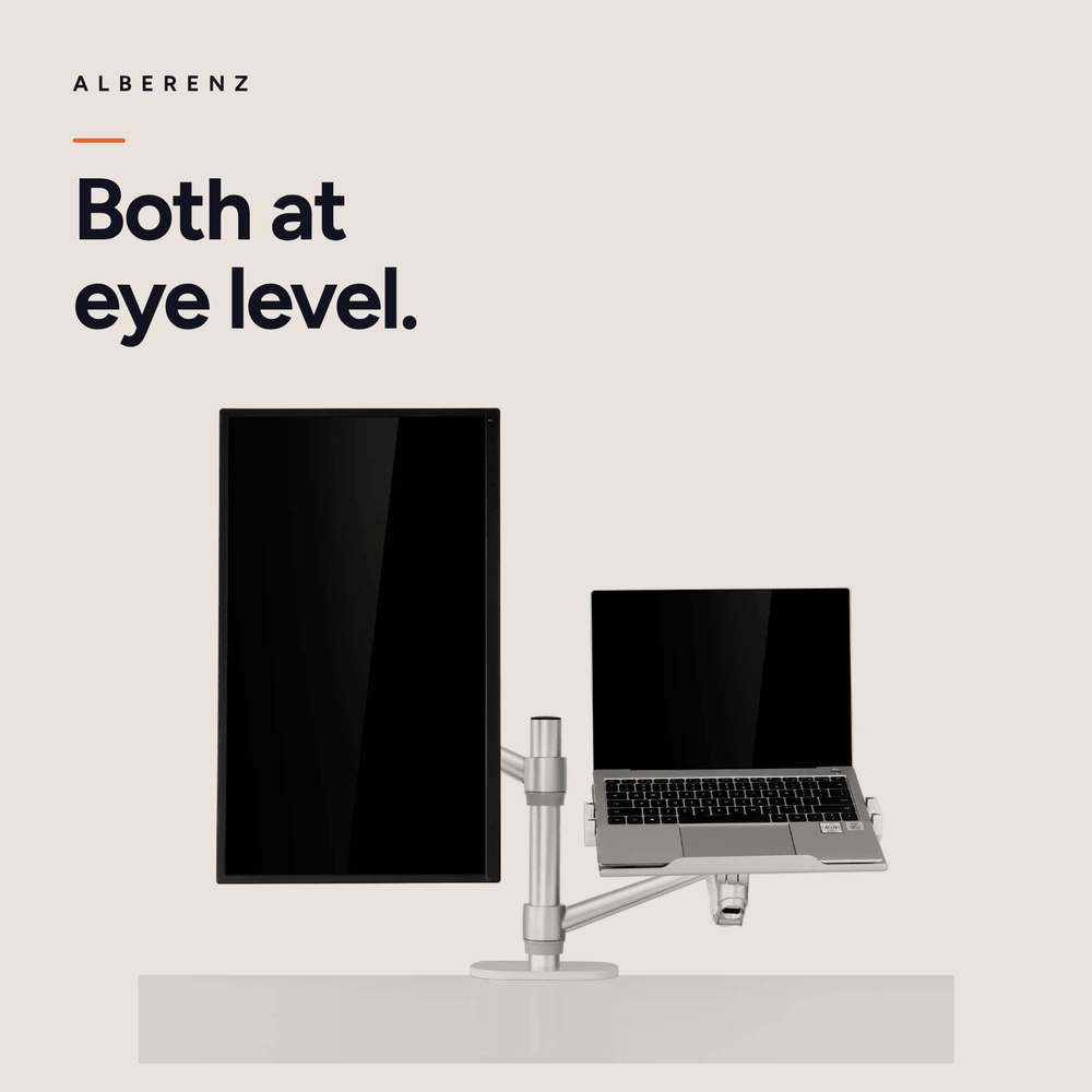 Alberenz® laptop monitorarm met gasveer zilver
