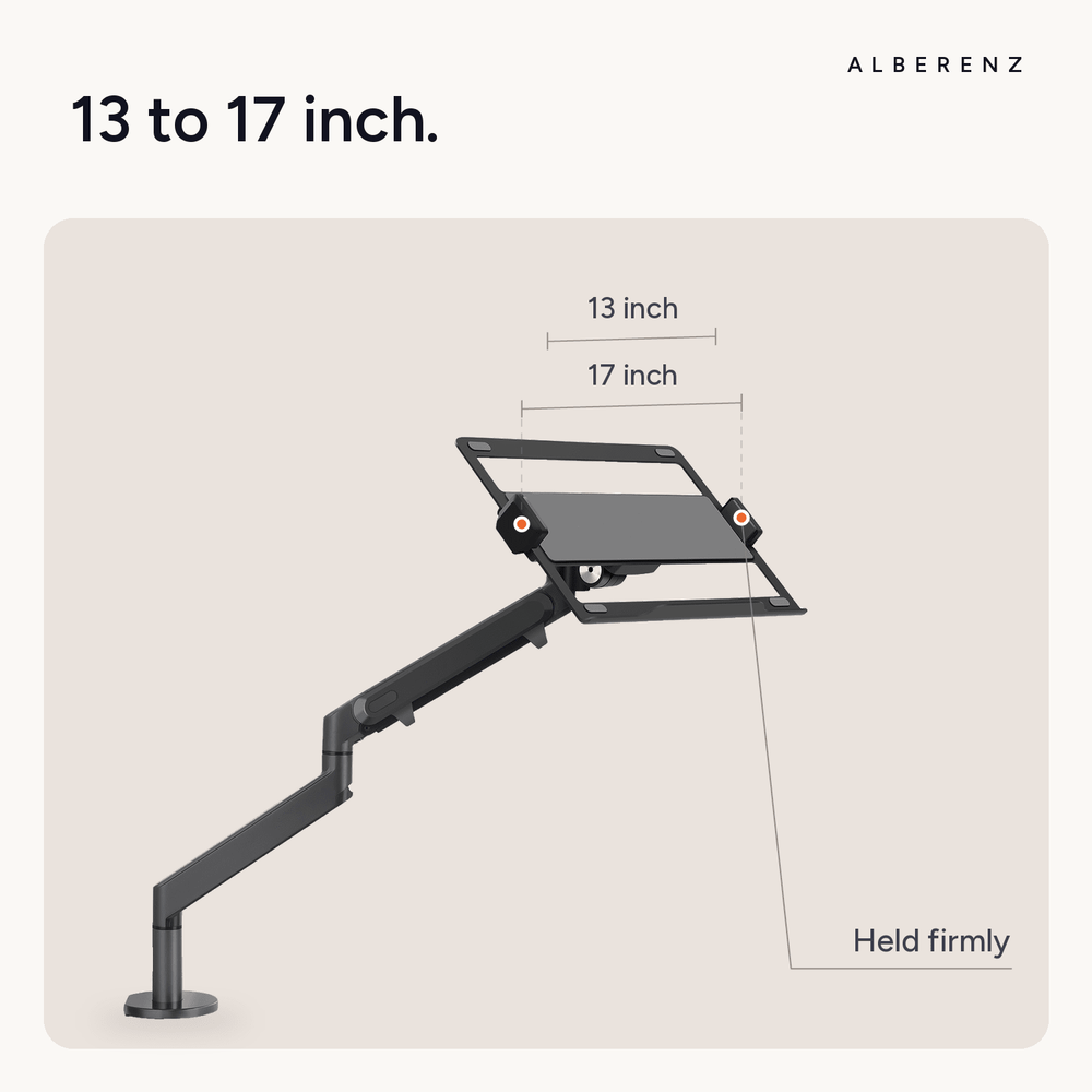Alberenz® bras pour ordinateur portable à ressort à gaz - gris foncé
