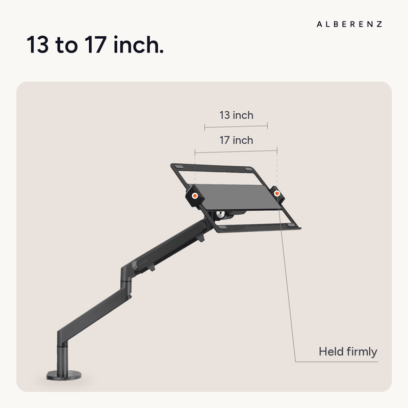 Alberenz® bras pour ordinateur portable à ressort à gaz - gris foncé