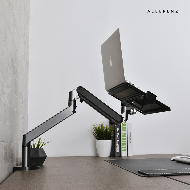 Alberenz® bras pour ordinateur portable à ressort à gaz - gris foncé