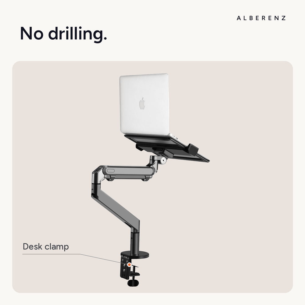 Alberenz® bras pour ordinateur portable à ressort à gaz - gris foncé