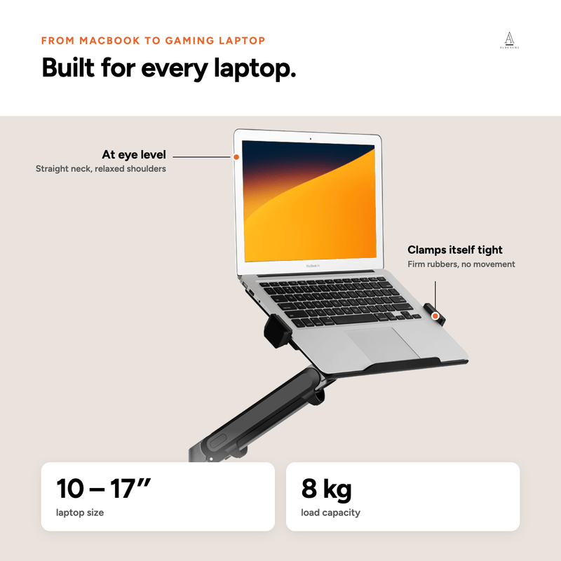 Alberenz® Brazo para Laptop con Resorte de Gas - Gris Oscuro