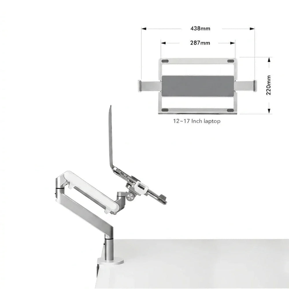 Alberenz® Ramię do laptopa z gazową sprężyną, srebrne