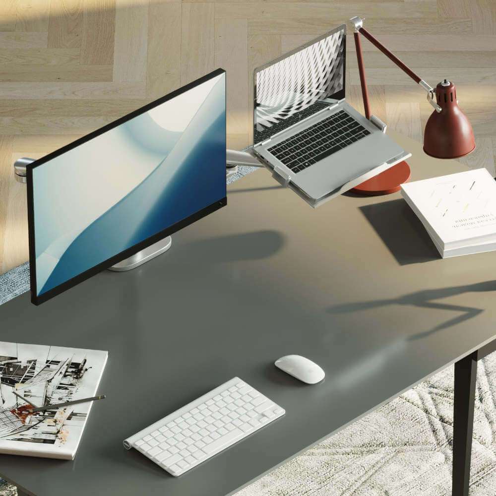 Alberenz® Laptop- och bildskärmsarm, silver