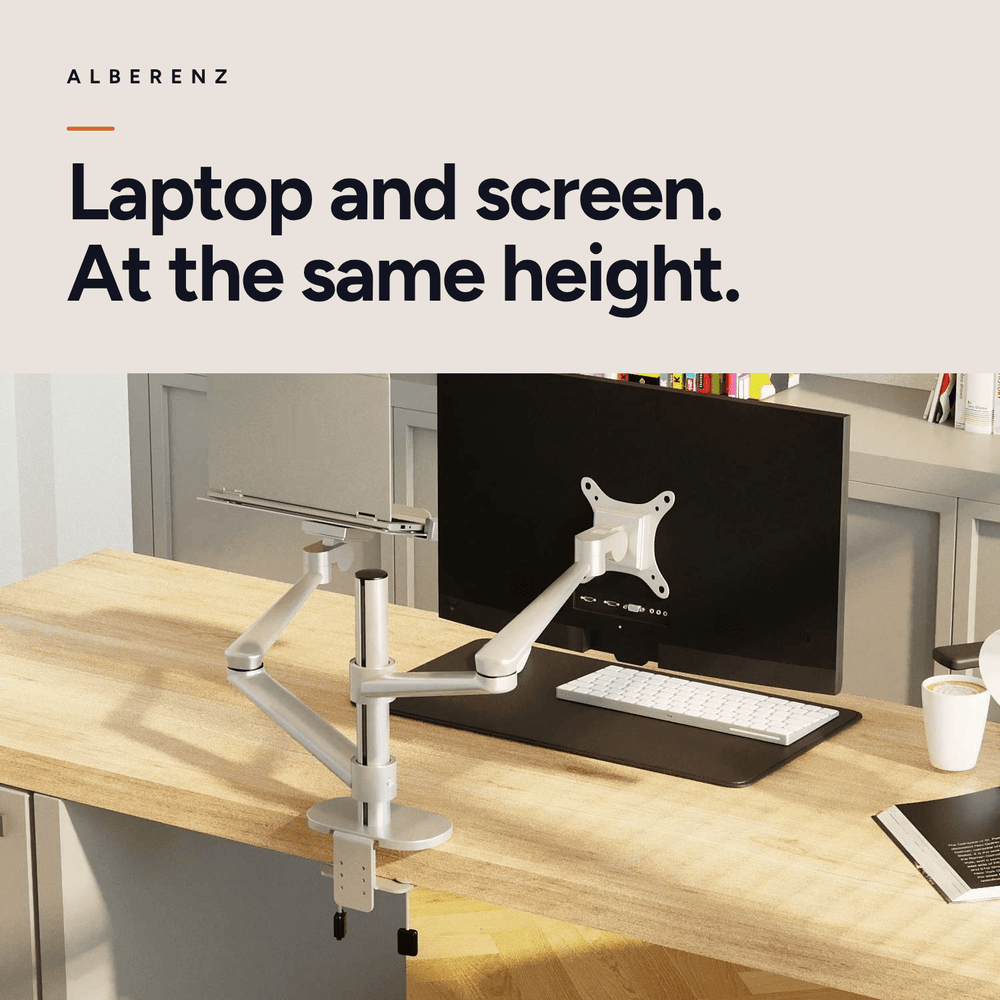 Alberenz® Brazo para portátil y monitor, plateado