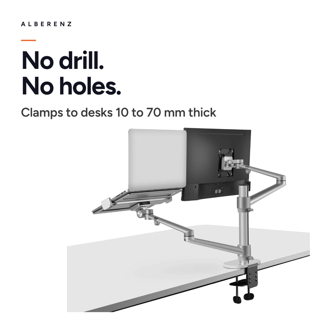 Alberenz® Brazo para portátil y monitor, plateado