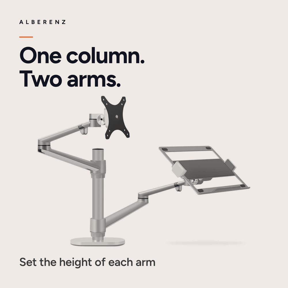 Alberenz® Brazo para portátil y monitor, plateado