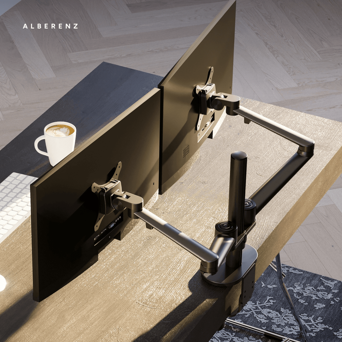 Alberenz® Monitor Mount for 2 Screens Black - Alberenz - Monitor mount