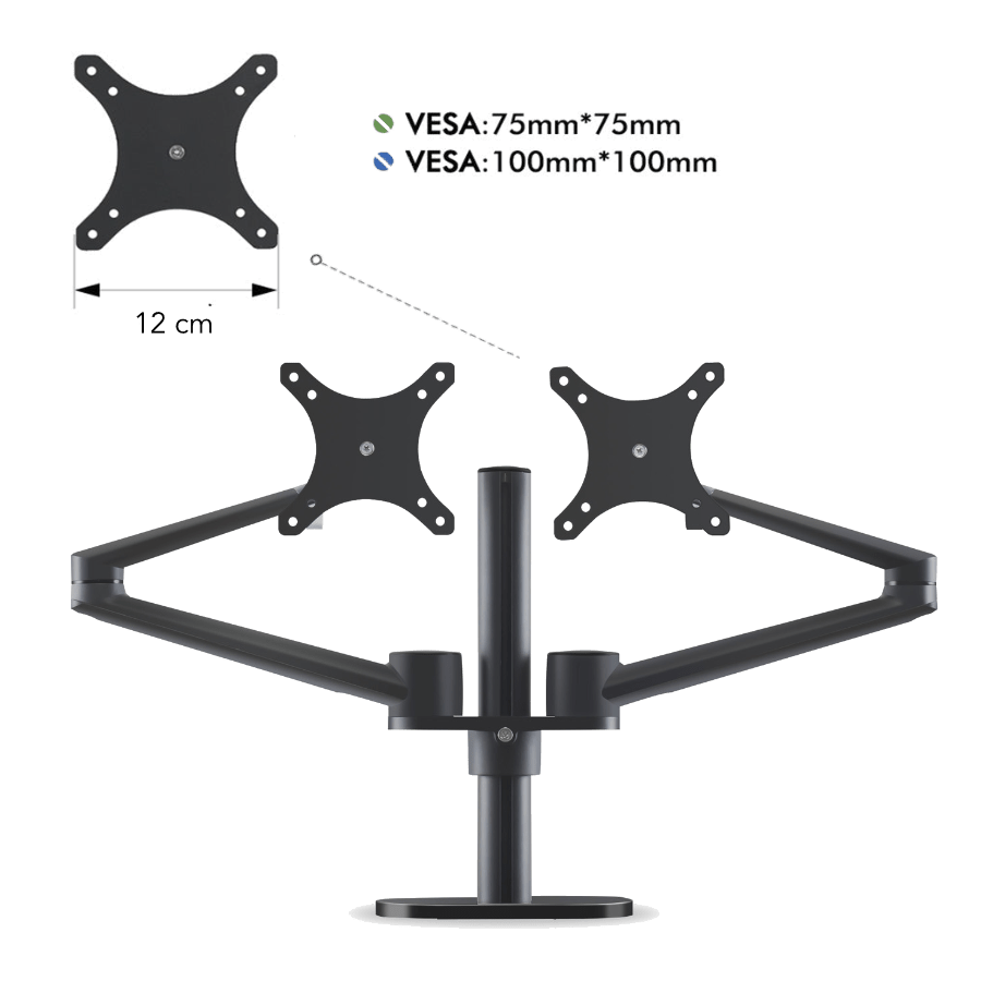 Alberenz Monitor Mount for 2 Screens Black - Alberenz - 