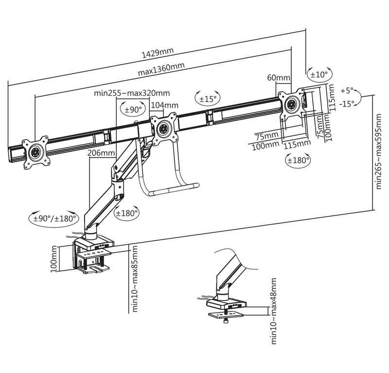 Alberenz® Monitorbeugel voor 3 Schermen