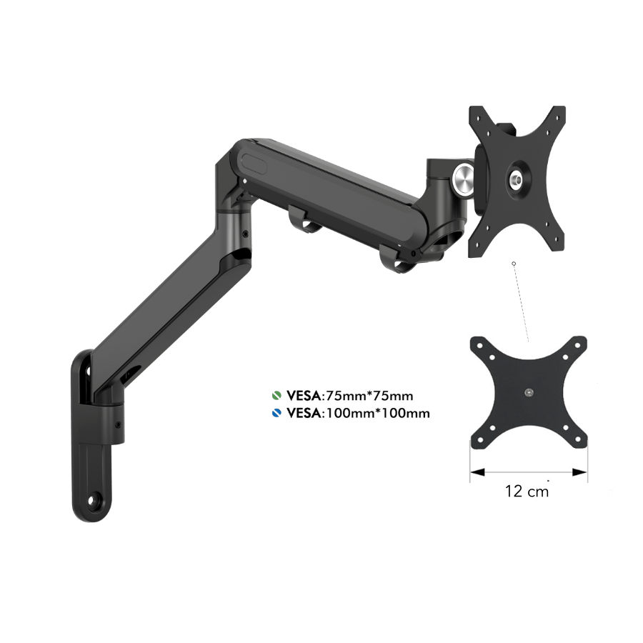 Alberenz® Monitor Mount Wall Gas spring Black - Alberenz - 