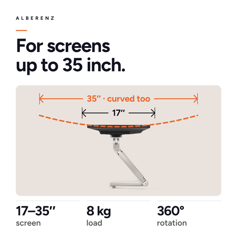 Alberenz® Monitor Mount Wall Gas spring Silver
