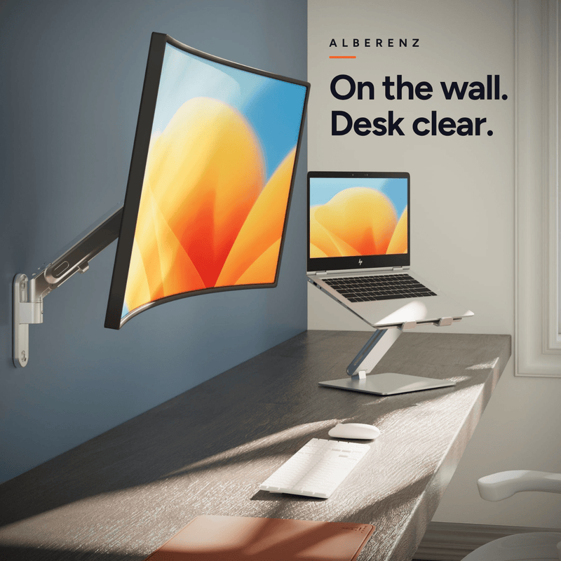 Alberenz® Monitor Mount Wall Gas spring Silver