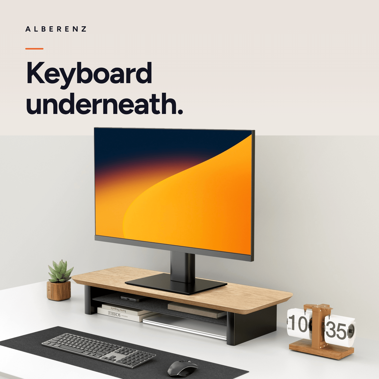 Alberenz® Oak Wooden Monitor Riser - 1 Monitor - Alberenz - Monitor riser