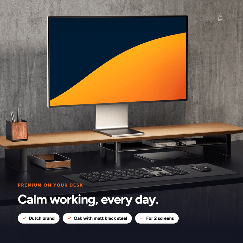 Alberenz® tölgyfa monitor emelő - 2 monitorhoz