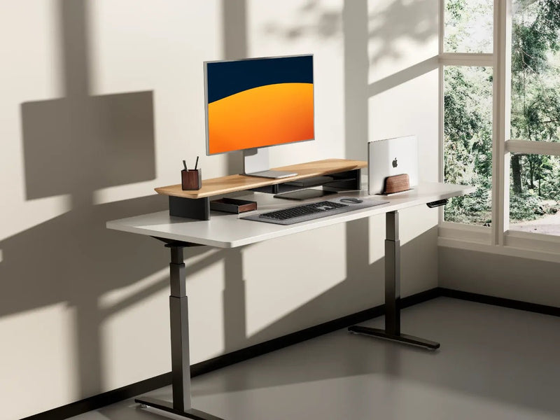 Alberenz® Eg Træ Monitorforhøjer - 2 Skærme