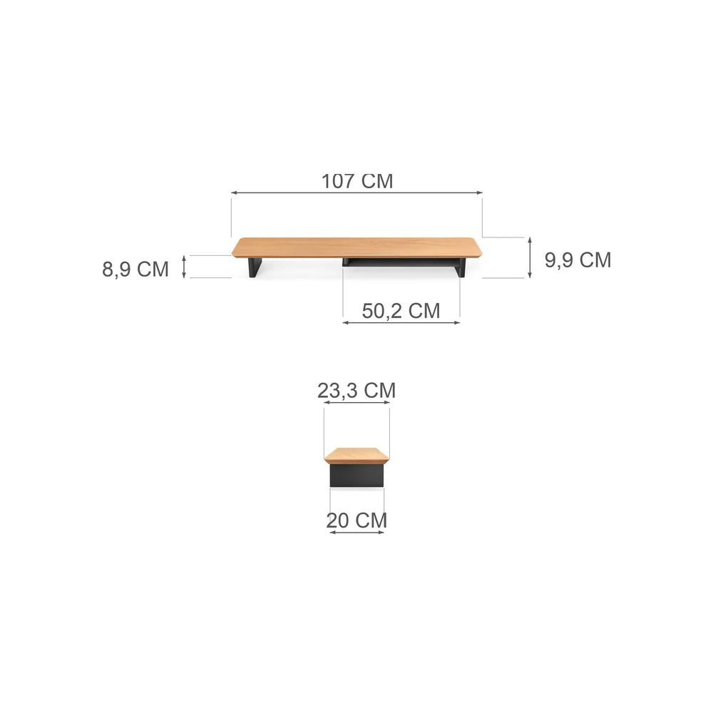 Alberenz® Eg Træ Monitorforhøjer - 2 Skærme