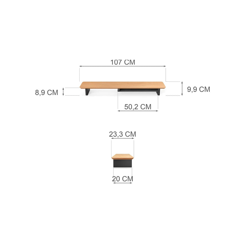 Alberenz® Eg Træ Monitorforhøjer - 2 Skærme