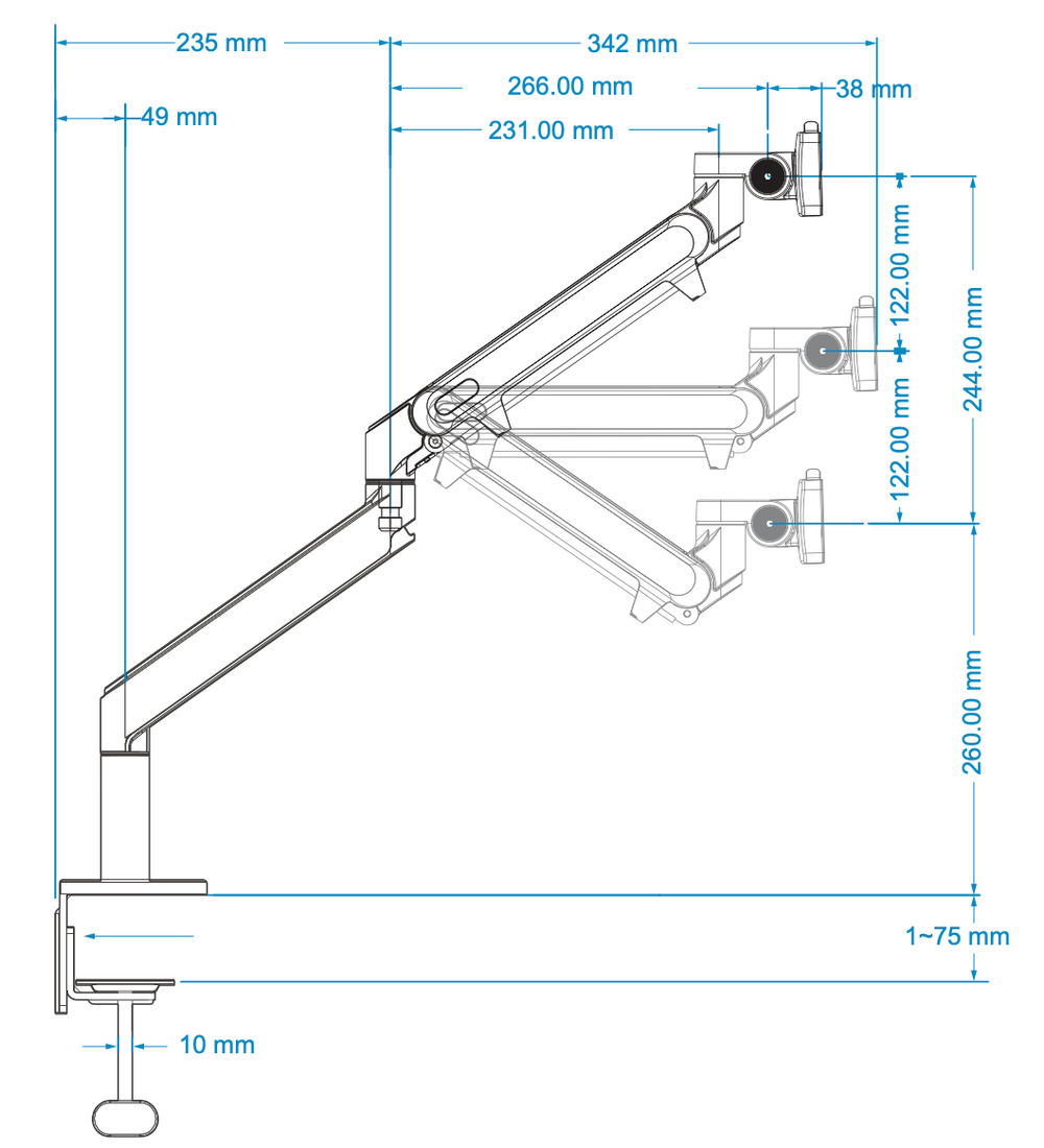 Alberenz® Enkele Monitorarm Gasveer Donkergrijs