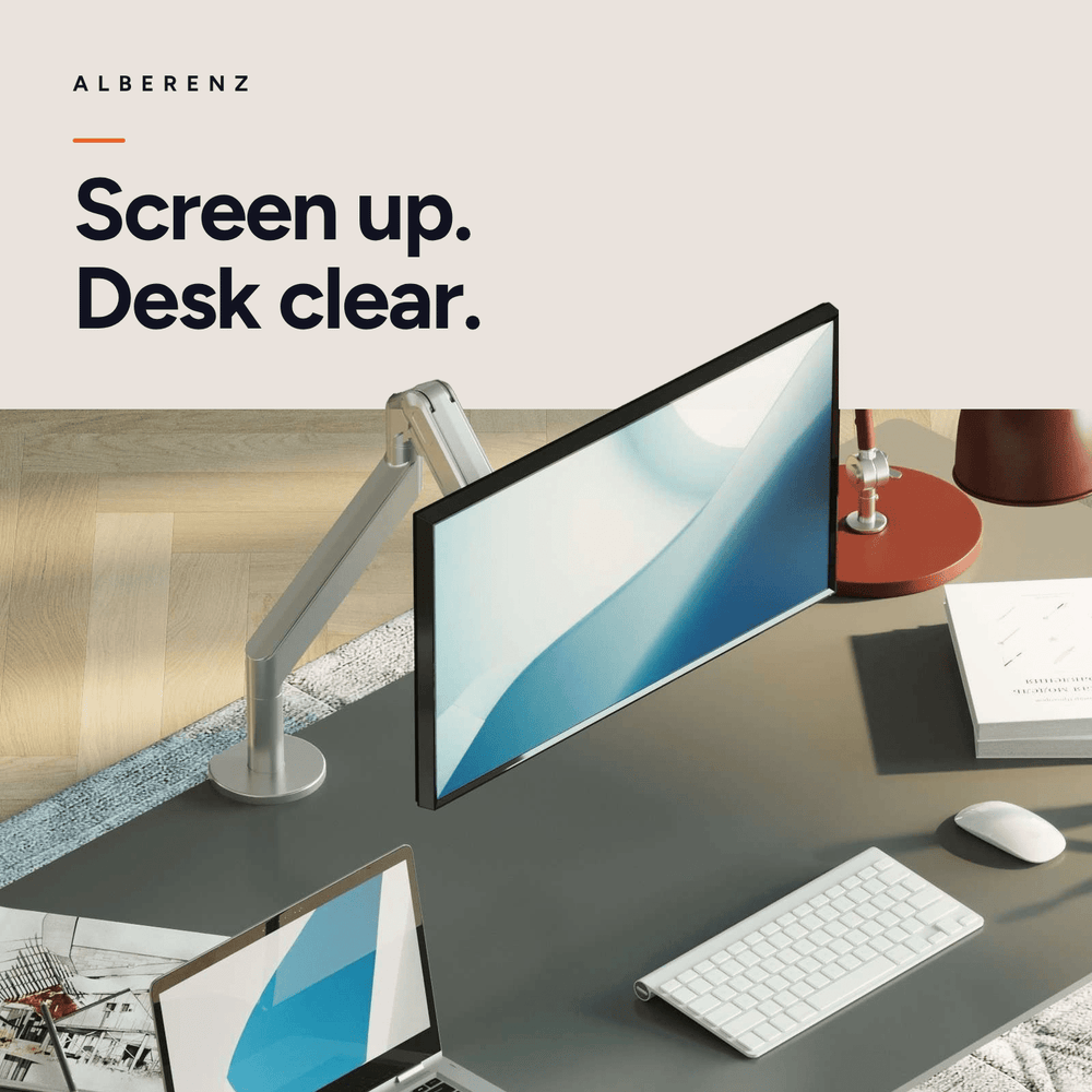 Alberenz® Bras Articulé à Ressort à Gaz pour Moniteur Unique Argent