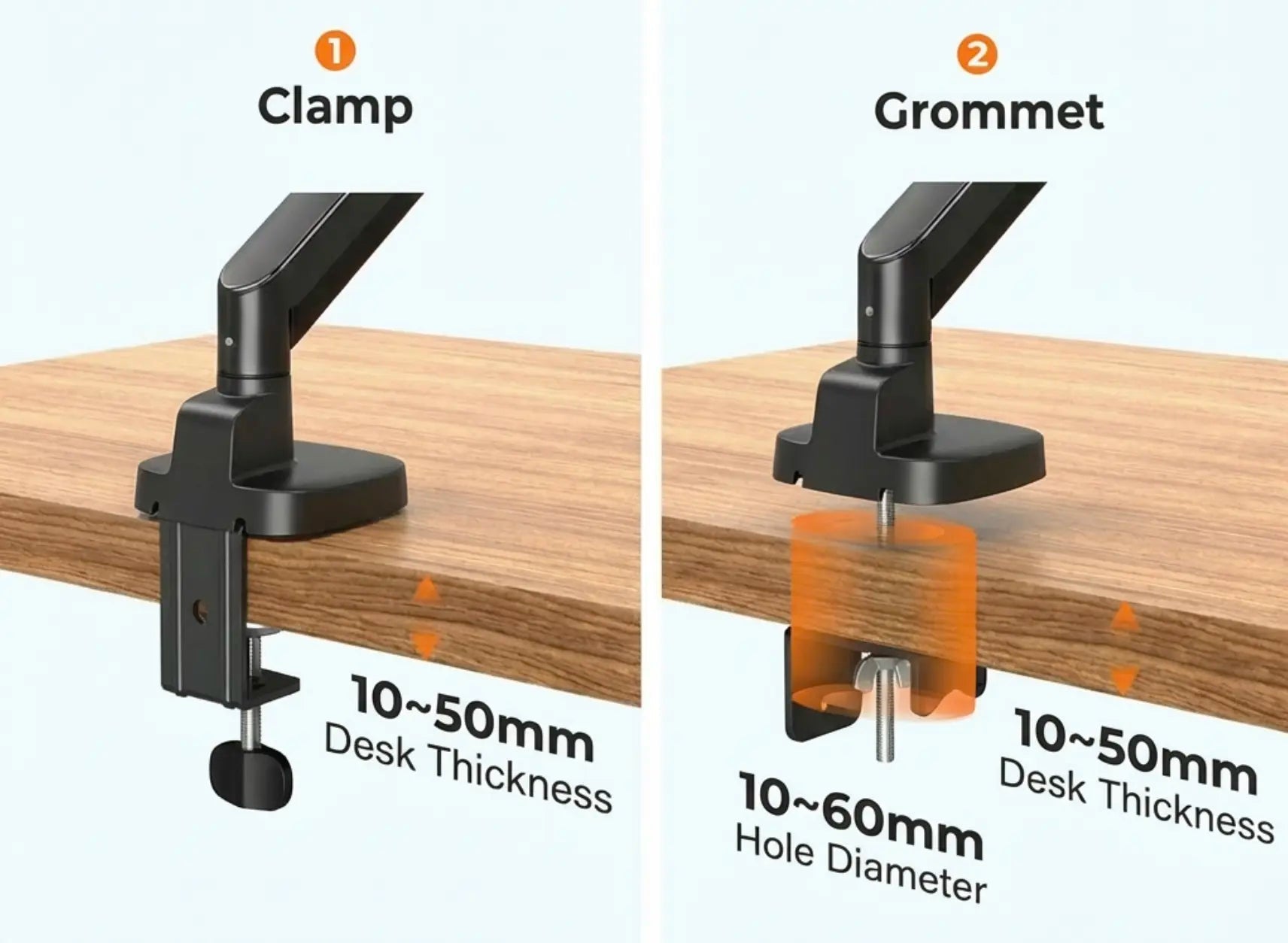 Alberenz single monitor arm gas spring - Up until 40 inch - with USB - Black - Alberenz - Monitor mount