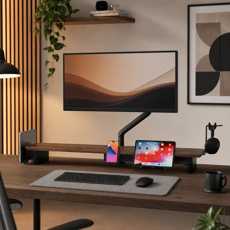 Braccio singolo per monitor Alberenz a molla a gas - Fino a 40 pollici - con USB - Nero