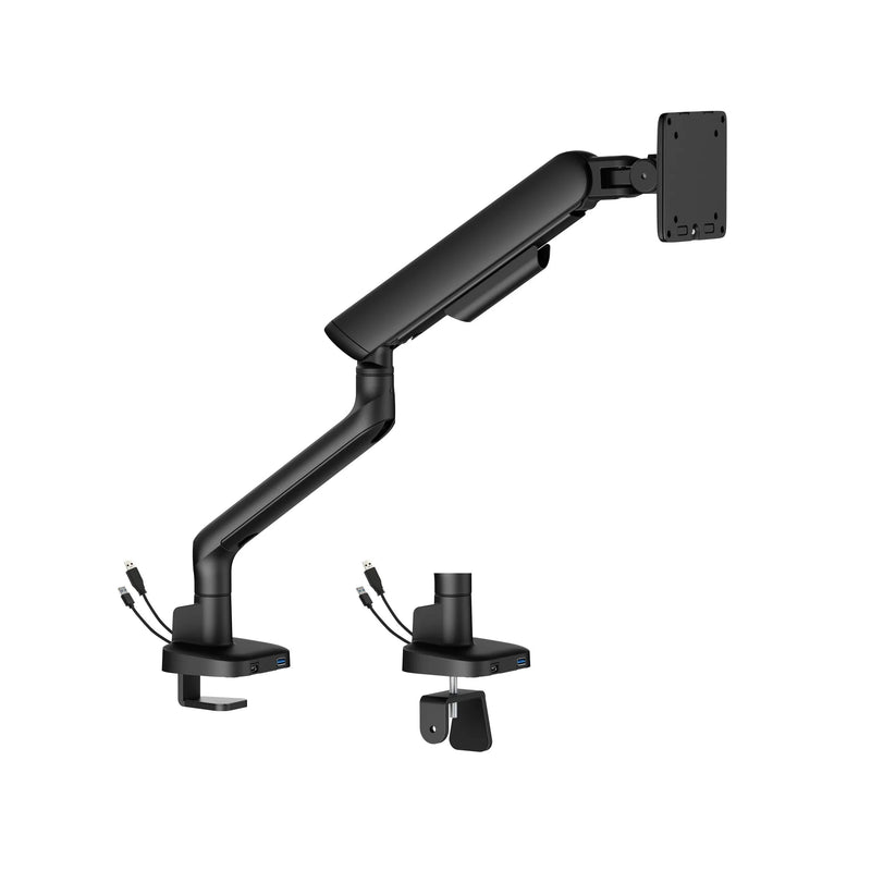 Braccio singolo per monitor Alberenz a molla a gas - Fino a 40 pollici - con USB - Nero