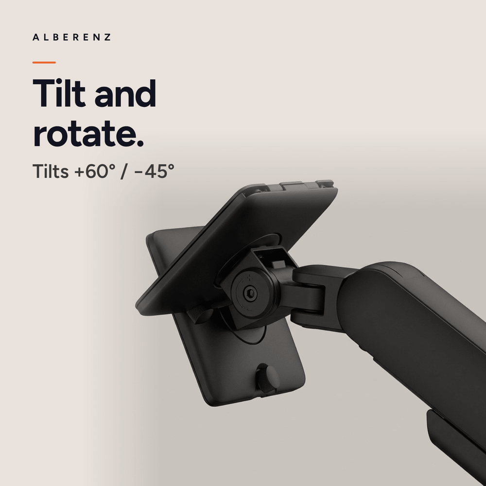 Alberenz® Enkele Monitorarm - Tot 40 inch - met USB-C & USB-A - Zwart