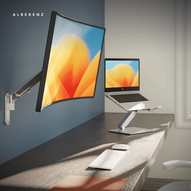 Alberenz® Monitor Mount Wall Gas spring Silver