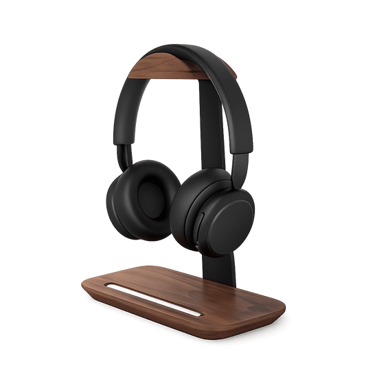 Alberenz® Walnut Headphone Stand with Pen Holder – Stylish Organization for Your Workspace - Alberenz - 