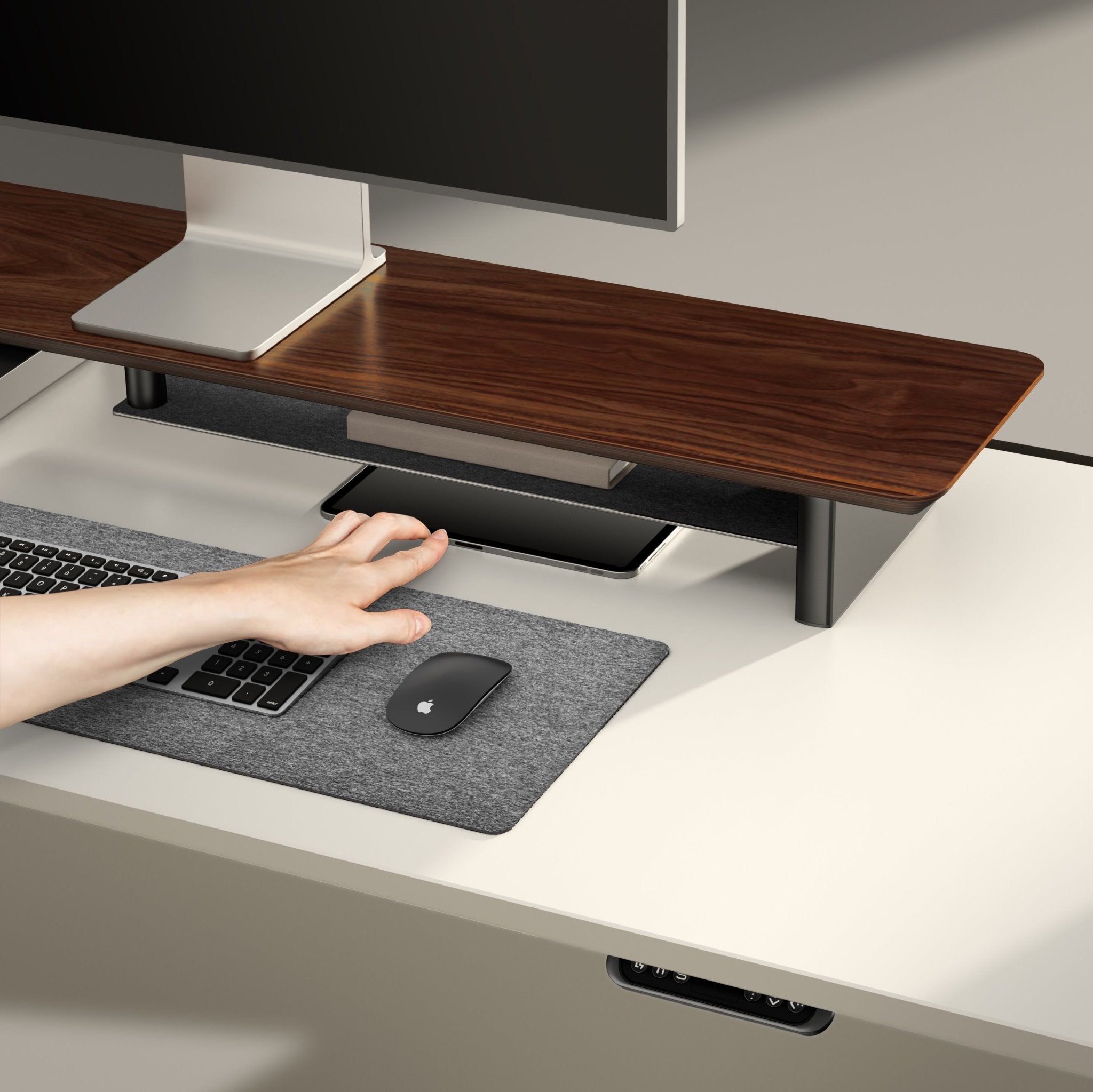 Monitor Riser Accessories Alberenz® Walnut Wooden Monitor Riser - 2 Monitors