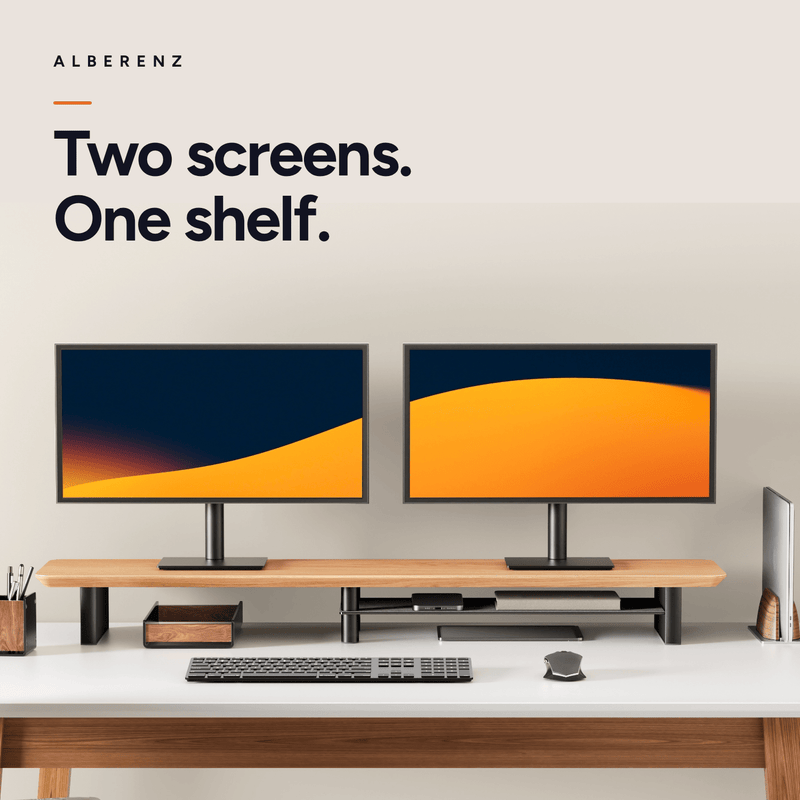 Alberenz® Elevador de monitor de madera de roble - 2 monitores