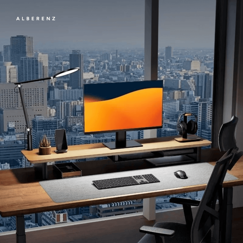 Alberenz® Elevador de monitor de madera de roble - 2 monitores