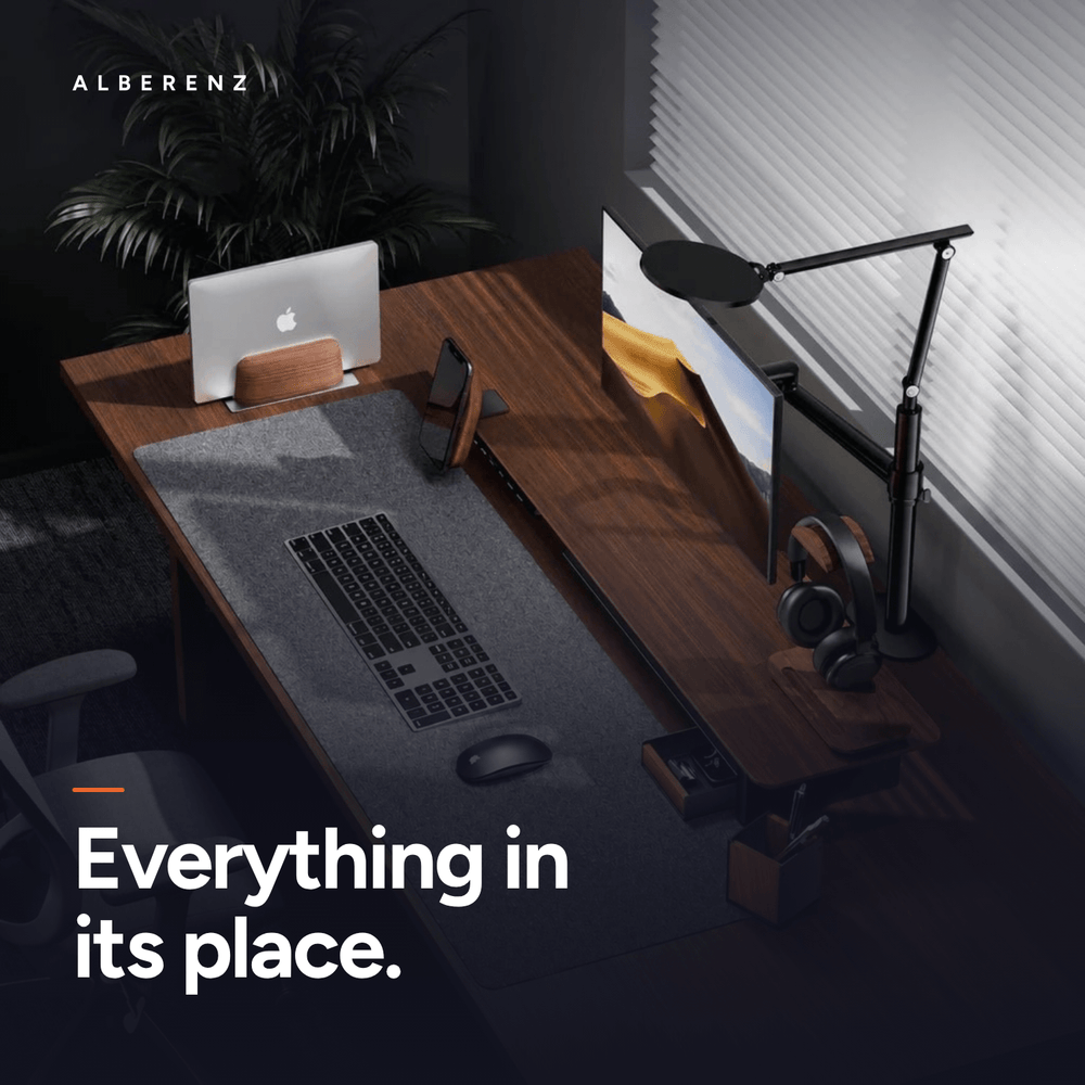 Alberenz® Walnut Wooden Monitor Riser - 2 Monitors