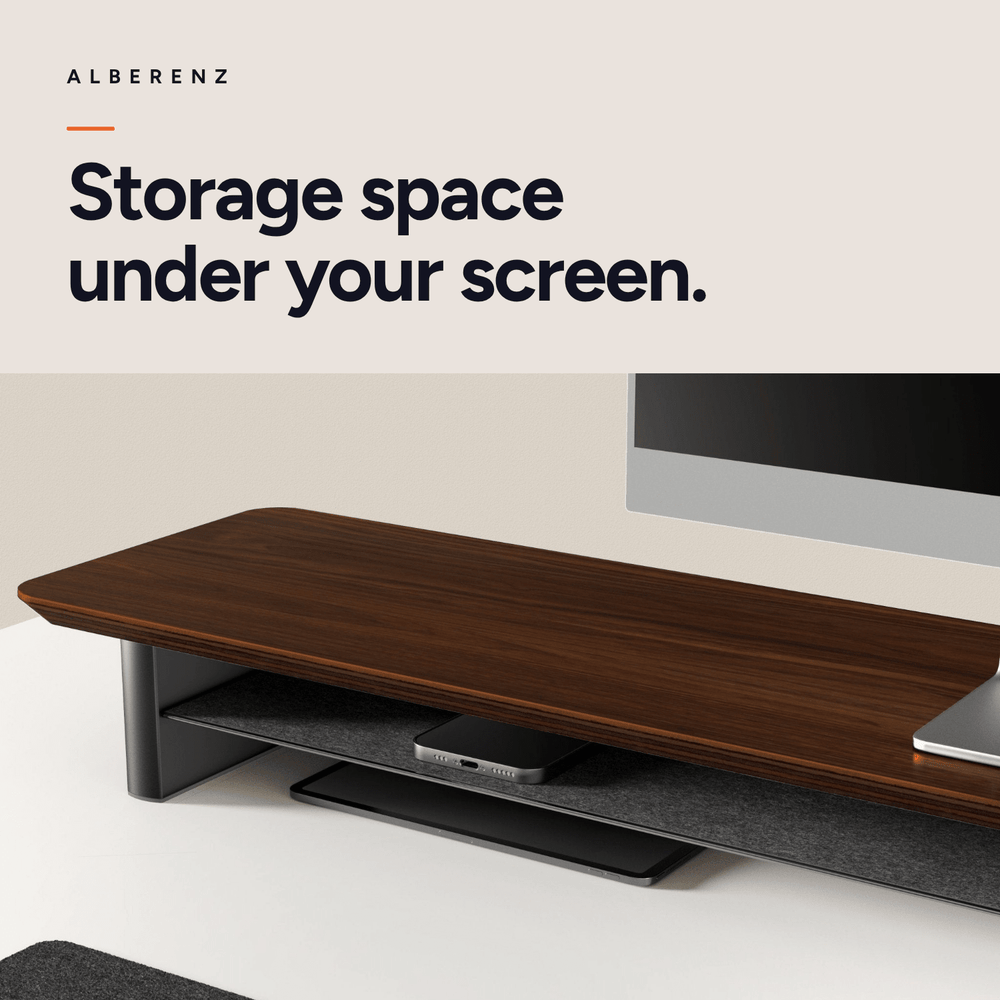Alberenz® Walnut Wooden Monitor Riser - 2 Monitors