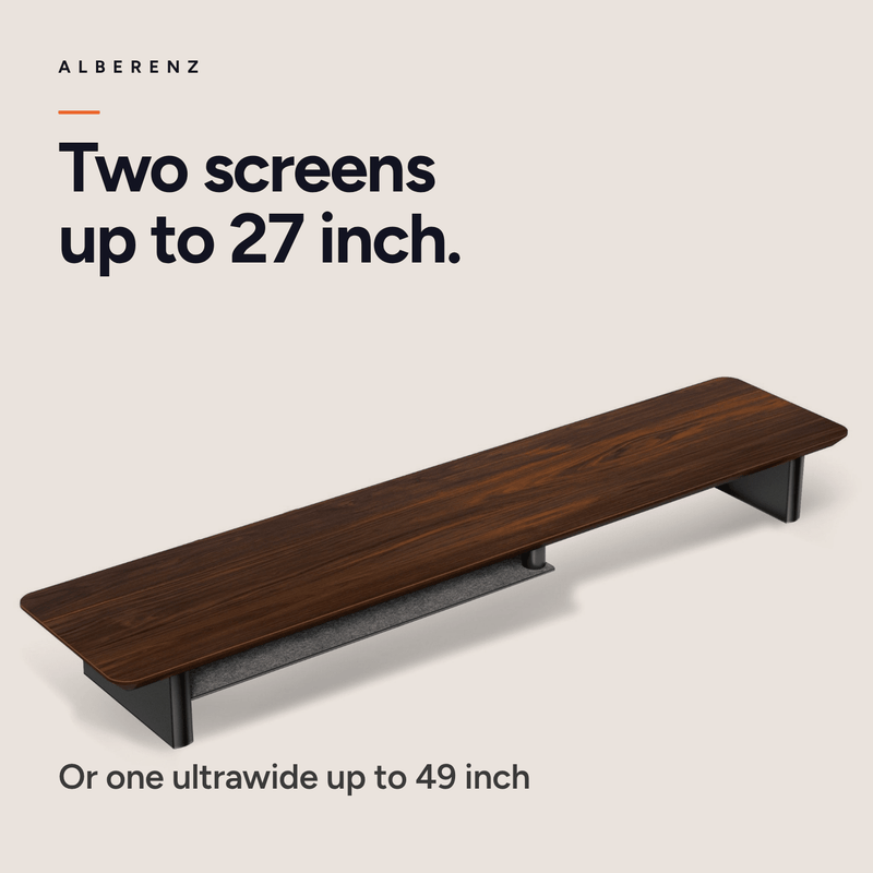 Alberenz® Walnut Wooden Monitor Riser - 2 Monitors