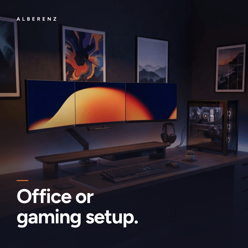 Alberenz® Walnut Wooden Monitor Riser - 2 Monitors