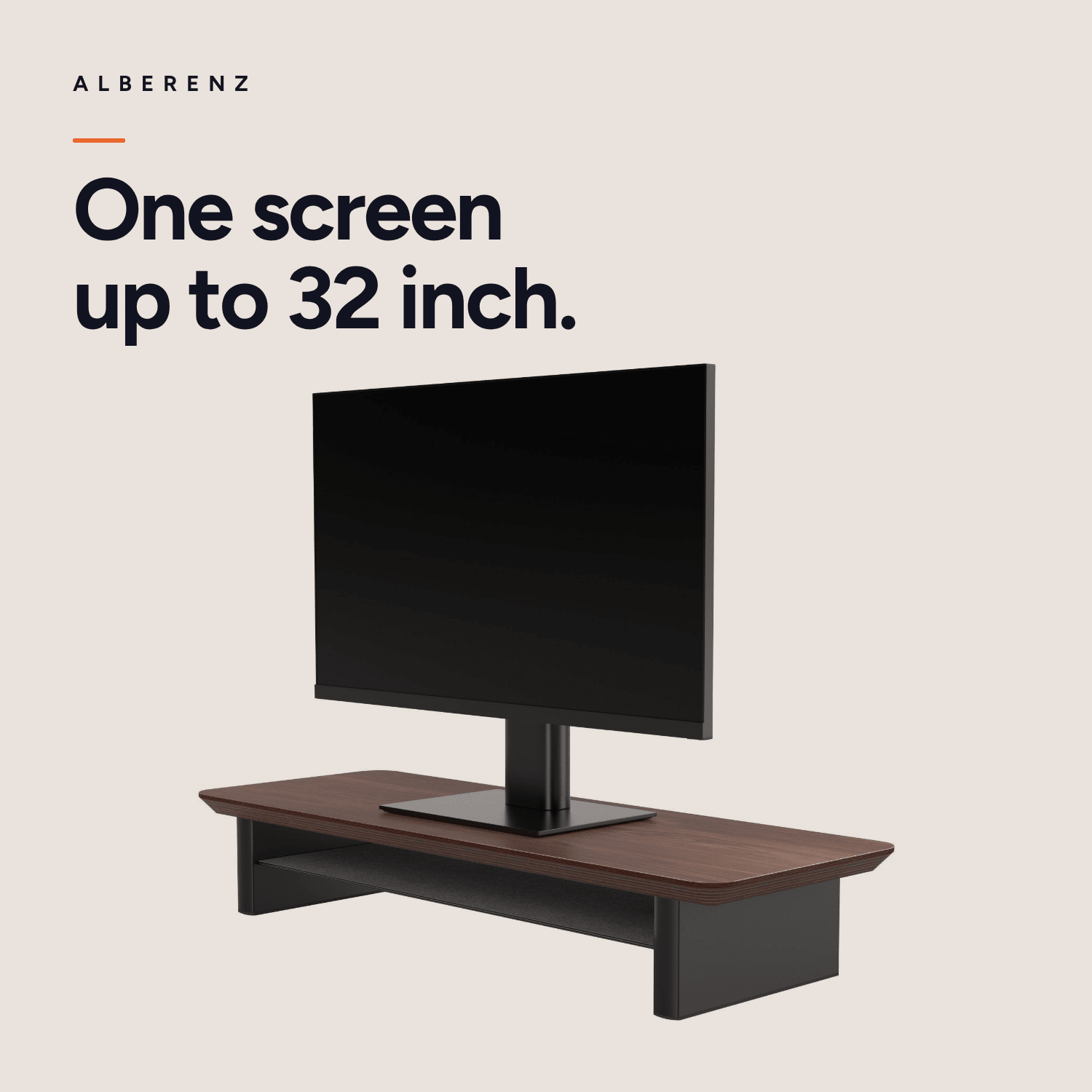 Alberenz walnut monitor riser for one screen: one screen up to 32 inch