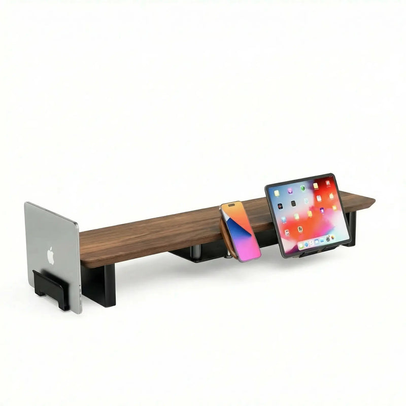 Bundle: Walnuss-Monitor-Erhiewung + MagSafe-Ladegerät + Laptop-Halter + Tablet-Stand + Kopfhörerhalter