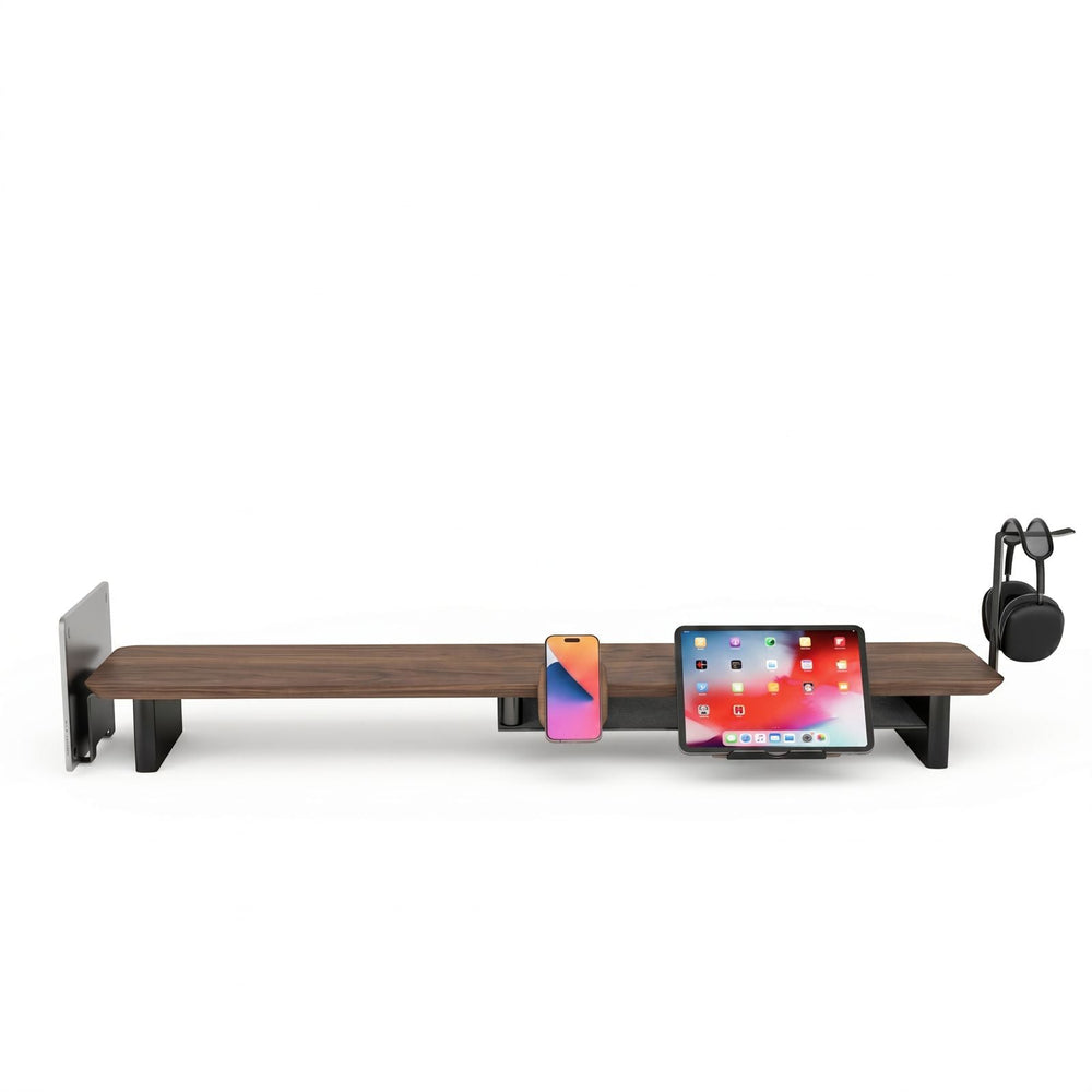 Bundle: Walnuss-Monitor-Erhiewung + MagSafe-Ladegerät + Laptop-Halter + Tablet-Stand + Kopfhörerhalter