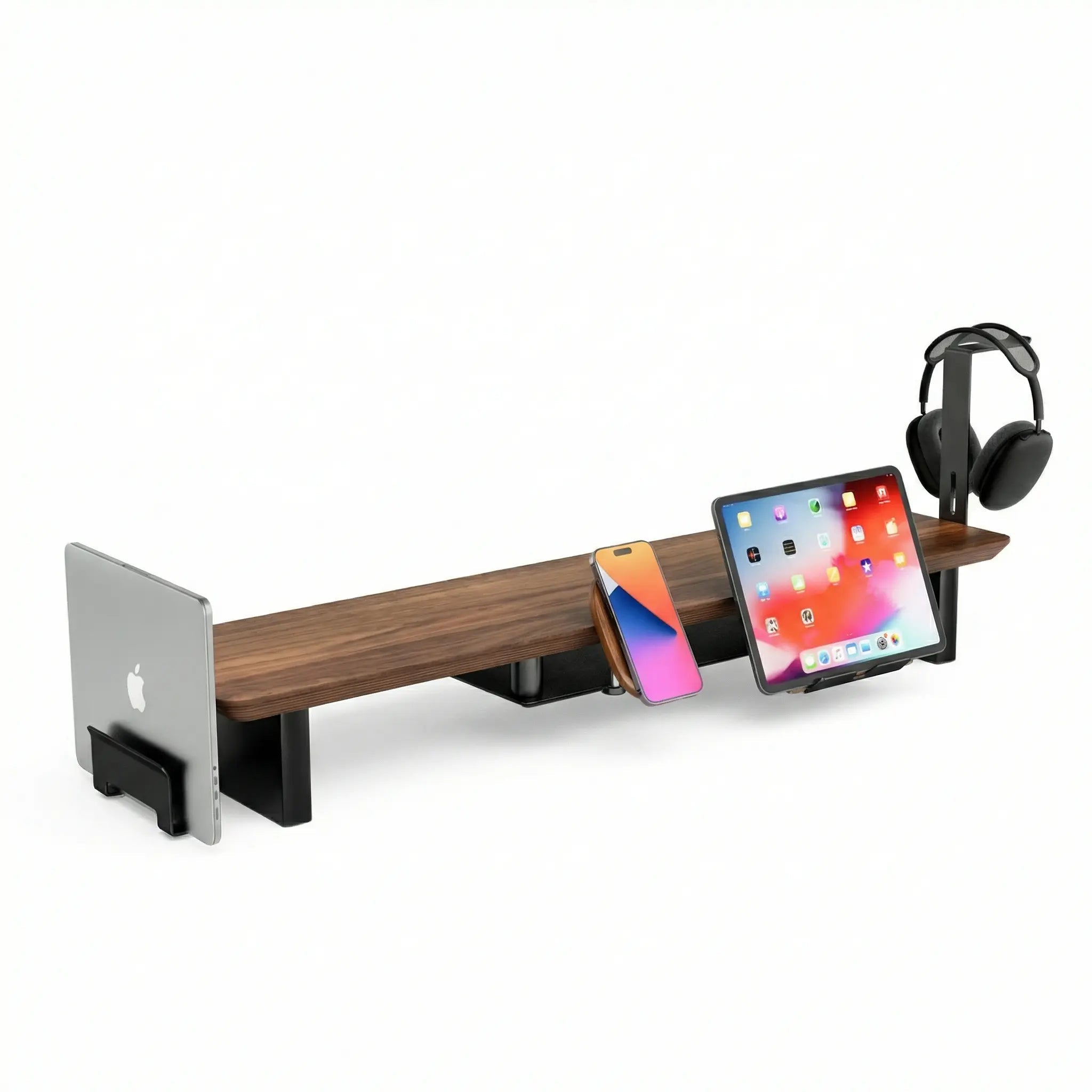 Bundle: Walnut Monitor Riser + MagSafe Charger + Laptop Holder + Tablet Stand + Headphone Holder - Alberenz - Bundles