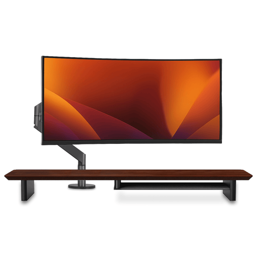 Ergo Starter Bundle – Single Monitor Arm (Dark Grey) + Walnut Monitor Riser - Alberenz - Bundles