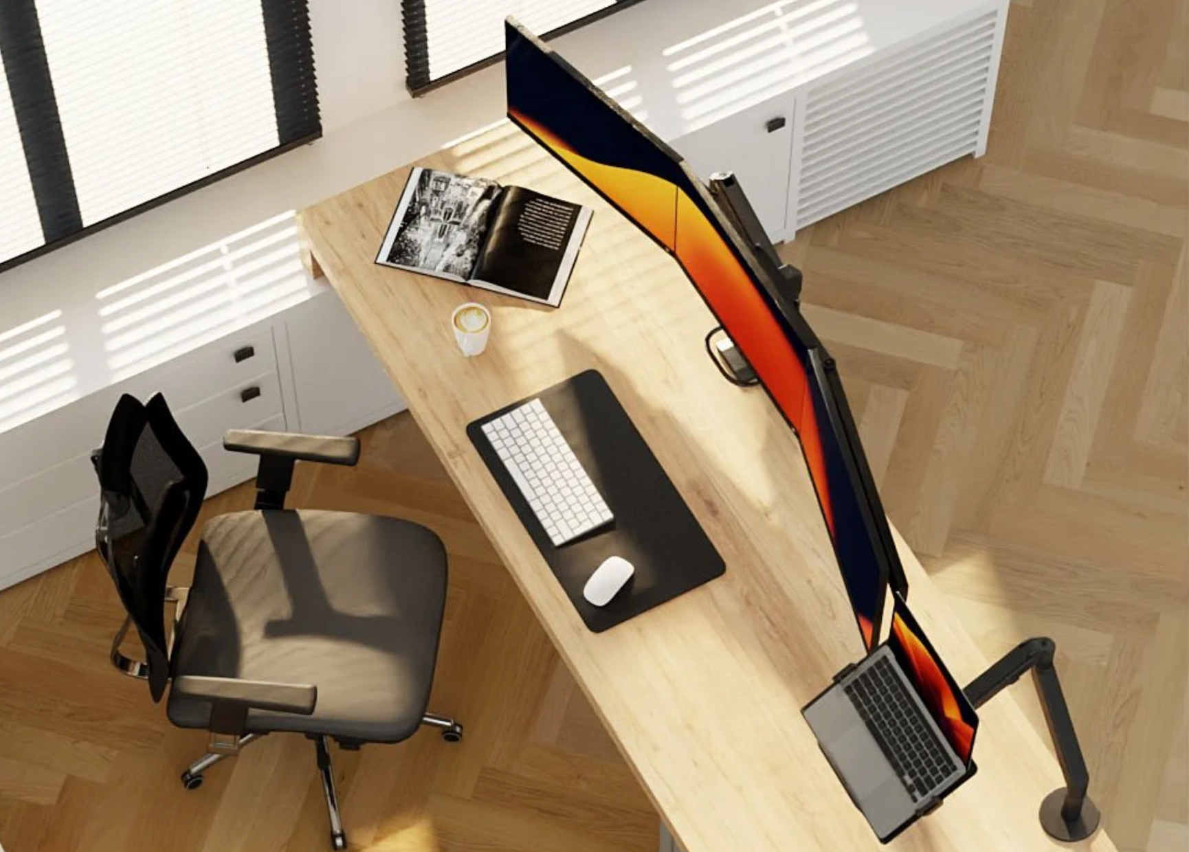 Alberenz triple monitor mount maximize desk space