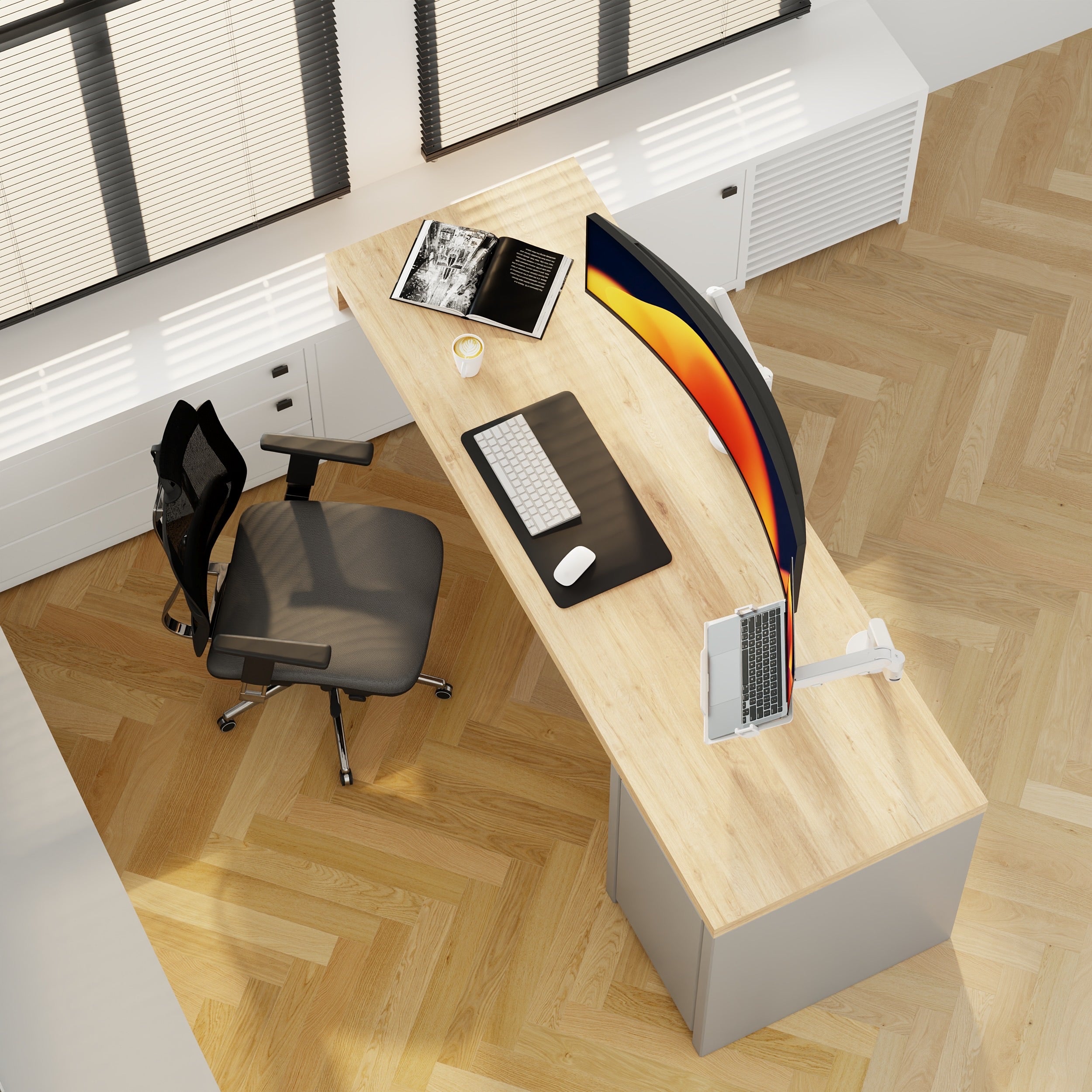 Alberenz® Heavy Duty Gas Spring Monitor Mount White (up to 57 inches)